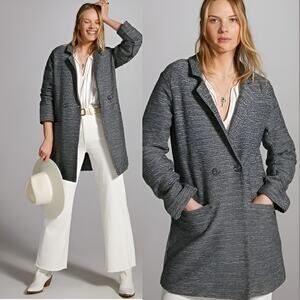 Sanctuary Anthropologie Carleton Longline Blazer Coat Heathered Gray Size XS